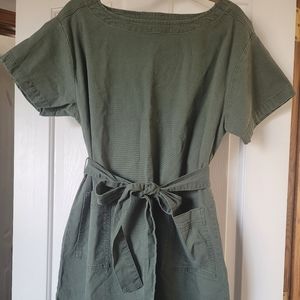 Joe Fresh Utility Belted Shift Dress, size L, green khaki